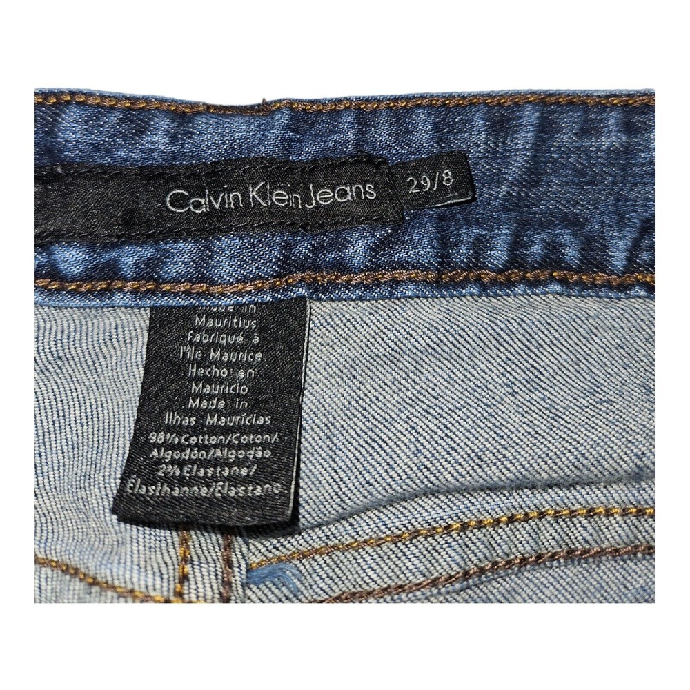 Calvin Klein Jeans 29/8 Women's Skinny Blue Denim Embroidered Preppy Hipster - Picture 2 of 9